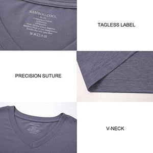 BAMBOO COOL Men's T-Shirts Solid Short Sleeve V-Neck T-Shirt Multipack Soft Bamboo Viscose T-Shirt for Men Dark Grey(2 Pack) XXL