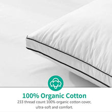 Load image into Gallery viewer, APSMILE Organic Goose Feathers &amp; Down Pillow for Sleeping, 2 Pack Standard Size Gusseted Pillow Inserts, Hotel Collection Medium Bed Pillow Set for Stomach, Side and Back Sleepers, 20x26
