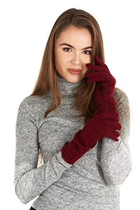 Manio Cashmere Knitted Gloves (Burgundy), Medium