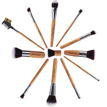 Load image into Gallery viewer, EmaxDesign 12 Pieces Makeup Brush Set Professional Bamboo Handle Premium Synthetic Kabuki Foundation Blending Blush Concealer Eye Face Liquid Powder Cream Cosmetics Brushes Kit With Bag
