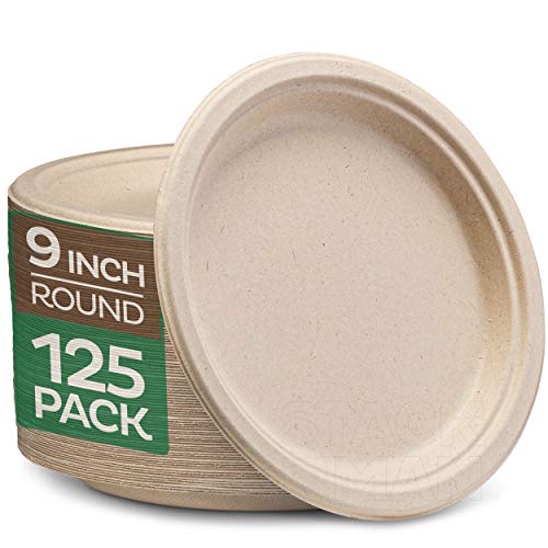 ECOLipak 125 Pack 3 Compartment Plates Disposable, 10 inch Compostable  Paper Plates, Heavy-Duty Biodegradable Paper Plates Made of Eco-Friendly  Sugar