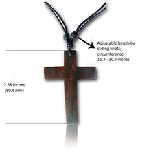 Load image into Gallery viewer, Earth Accessories Adjustable Cross Necklace for Women or Men - Large Cross or Crucifix Pendant with Organic Wood

