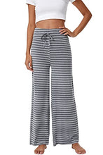 Load image into Gallery viewer, YOSOFT Women&#39;s Bamboo Lounge Wide Leg Pants Stretchy Casual Bottoms Soft Pajama Pant Plus Size Pants for Women S-4X, Heather Grey Stripe, Medium
