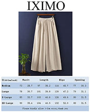 Load image into Gallery viewer, IXIMO Women&#39;s Cotton Linen Wide Leg Pants Casual Drawstring Lounge Palazzo Loose Trousers Beige M
