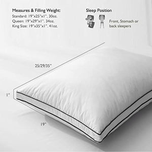 APSMILE Organic Goose Feathers & Down Pillow for Sleeping, 2 Pack Standard Size Gusseted Pillow Inserts, Hotel Collection Medium Bed Pillow Set for Stomach, Side and Back Sleepers, 20x26