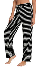 Load image into Gallery viewer, WiWi Bamboo Pajama Pants for Women Soft Sweatpants Casual Wide Leg Bottoms Drawstring Sleep Pant S-XXL, Black White Stripe, XX-Large
