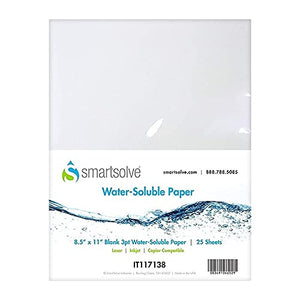 SmartSolve 3 pt. Water-Soluble Paper | Dissolves Quickly in Water | Biodegradable | Eco-Friendly | Printer Compatible | Crafts, Drawing, Notes | Letter Size, 8.5” x 11” | Pack of 25 White Sheets