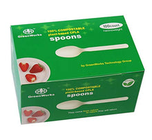 Load image into Gallery viewer, GreenWorks 100% Compostable CPLA Spoons,100 Count 7&quot; Heavyweight Disposable Biodegradable Bio-based Plastic Cutlery Spoons
