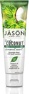 Jason Simply Coconut Strengthening Fluoride-Free Toothpaste, Coconut Mint, 4.2 Oz