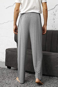 WiWi Mens Bamboo Pajama Pants Soft Sleep Bottoms Lounge Pant Drawstring with Pockets Plus Size Sweatpants S-4X, Heather Grey, X-Large