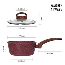 Load image into Gallery viewer, Easy chef always 2 Quart Saucepan with lid, Nonstick Small Sauce Pot with Granite Coating, Cooking Sauce Pan, Saucepan for Stove Top, Healthy Nonstick Pot with Lid, PFOA Free, Soup Pan Milk Pan, Red

