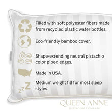 Load image into Gallery viewer, Queen Anne Earth Friendly Pillow - Eco Sleep Recycled Polyester - Sustainable Bamboo Pillow - Hypoallergenic (King)
