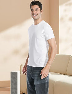 Pioneer Camp Mens Bamboo T Shirt Ultra Soft White Plain Tshirts Shirts for Men Cooling Crew Neck Casual Basic Tee Shirt