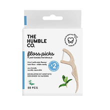 Load image into Gallery viewer, The Humble Co. Natural Dental Floss Picks (200 Count) - Vegan, Eco Friendly, Sustainable Flossers for Zero Waste Oral Care - Helps Remove Plaque and Gives a Fresh Feel (Mint, Double Thread)
