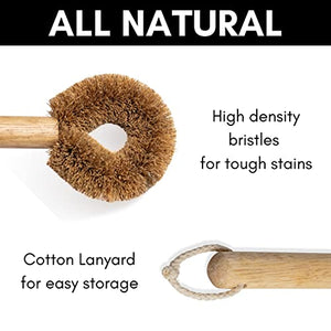SKARBY Mega Eco Brush Collection - Set of 6 Natural Wooden & Tawashi Brushes for Kitchen and Household Use - Zero Waste & Plastic Free - Dish Scrub Brush Bottle Brush Pot Pan & Vegetable Brushes