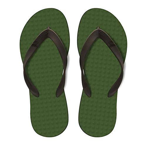 Green Flip Flops Eco-Friendly Sandals - Military Green with Brown - Men’s