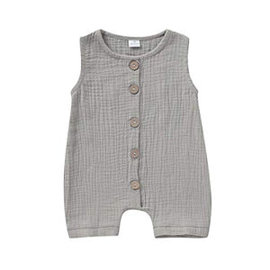 Infant Newborn Baby Boys Girls Cotton Linen Romper Summer Jumpsuit Sleeveless Overalls Clothing Set Gray