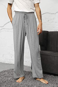 WiWi Mens Bamboo Pajama Pants Soft Sleep Bottoms Lounge Pant Drawstring with Pockets Plus Size Sweatpants S-4X, Heather Grey, X-Large