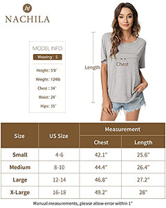 NACHILA Women's Bamboo Viscose T-Shirt Soft Short Sleeve Lounge Top Casual Pajamas Tops Stretch Pjs Shirt White M