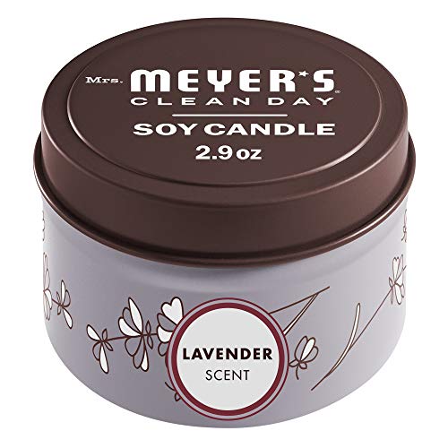 Mrs. Meyer's Soy Tin Candle, 12 Hour Burn Time, Made with Soy Wax and Essential Oils, Lavender, 2.9 oz