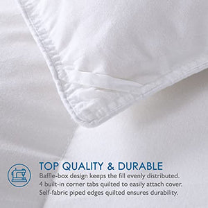 Dafinner Organic Cotton Feathers Down Comforter Queen, All Season Medium Warm Feathers Down Duvet Insert for Full/Queen Bed, 90x90, Ivory White