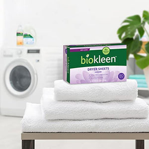 Biokleen Laundry Dryer Sheets - 160 Sheets - Fabric Softener, Eco-Friendly, Plant-Based, No Artificial Fragrance, Colors or Preservatives, Lavender