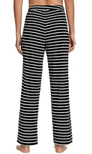 Load image into Gallery viewer, WiWi Bamboo Pajama Pants for Women Soft Sweatpants Casual Wide Leg Bottoms Drawstring Sleep Pant S-XXL, Black White Stripe, XX-Large
