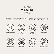 Load image into Gallery viewer, MANDA - Natural Sunscreen - Organic Mineral Sunscreen with Broad Spectrum Protection - Zinc Oxide, SPF 50 - Long Lasting Sun Block for Face and Body - Reef Safe - 3.4oz
