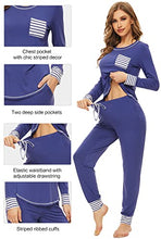 Load image into Gallery viewer, WiWi Bamboo Pajamas Set for Women Long Sleeve Sleepwear Soft Loungewear Pjs Jogger Pants with Pockets S-XXL, Indigo Blue, Small
