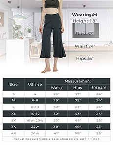 GYS Bamboo Capri Pajama Pants for Women Wide Leg Lounge Pants with Pocket Soft Sleepwear Pj Bottoms, Black, Large