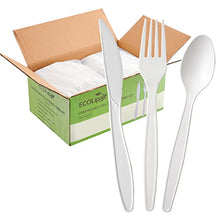 Load image into Gallery viewer, ECOLipak 350 Pcs 100% Compostable Cutlery Set, 7&quot; Large Size Biodegradable Disposable Silverware Set - 150 Forks 100 Spoons 100 Knives, Heavy Duty Bio-based CPLA Utensils for Party, BBQ, Picnic
