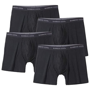 BAMBOO COOL Men’s Underwear boxer briefs Soft Comfortable Bamboo Viscose Underwear Trunks (4 Pack) (M, black long boxer briefs)