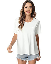 Load image into Gallery viewer, NACHILA Women&#39;s Bamboo Viscose T-Shirt Soft Short Sleeve Lounge Top Casual Pajamas Tops Stretch Pjs Shirt White M
