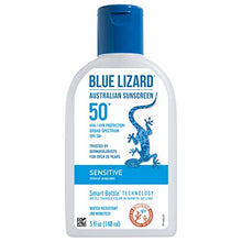 Load image into Gallery viewer, BLUE LIZARD Sensitive Mineral Sunscreen with Zinc Oxide, SPF 50+, Water Resistant, UVA/UVB Protection with Smart Bottle Technology - Fragrance Free, 5 oz
