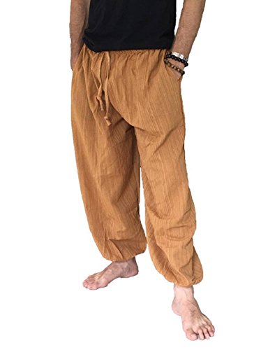Love Quality Baggy Pants Men's One Size Cotton Harem Pants Hippie Boho Trousers (Rust)
