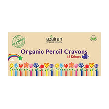 Load image into Gallery viewer, Azafran Organic Pencil Crayons - Pack of 15 Colored Thins, Non Toxic Ingredients, Non-Greasy, Eco Friendly, Food Grade Colors, for Toddlers, Fun with Playing and Stacking - 127 Grams
