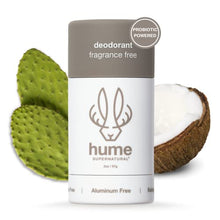 Load image into Gallery viewer, Hume Supernatural Natural Deodorant Aluminum Free for Women &amp; Men, Natural Ingredients, Probiotic, Plant Based, Baking Soda Free, Aloe, &amp; Cactus Flower, Anti Sweat, Stain &amp; Odor – Fragrance Free, 1 Pack
