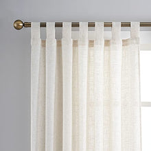 Load image into Gallery viewer, VOILYBIRD Natural Linen Semi Sheer Curtains Tab Top Light Filtering Elegant Curtains &amp; Drapes for Living Room 52 x 84 Inch Length, Set of 2 Panels
