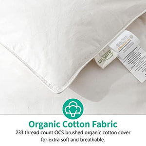 APSMILE Feather Down Comforter Full/Queen Size - Organic Cotton 650 Fill Power Medium Warm Fluffy Goose Feather Down Duvet Insert for All Season (90x90, Ivory White)