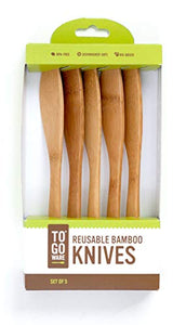 To Go Ware Reusable Bamboo Knives | Bamboo Utensils | Eco Friendly (Pack of 5)