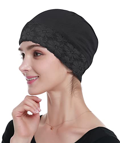 Chemo Scarves for Women Bamboo Sleep Hats for Cancer Patients Black
