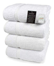 Load image into Gallery viewer, SALBAKOS Organic Turkish Cotton Hotel Bath Towel, 700 GSM, 27 by 54 Inch, Pack of 4, White
