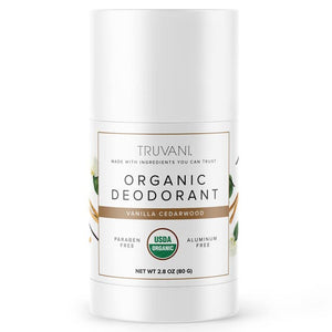 Truvani Organic Aluminum Free Deodorant - USDA Organic Deodorant for Women and Men - Paraben Free, Non GMO - Cedarwood Vanilla, 2.8 oz (1 pack)