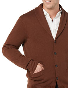 Goodthreads Men's Soft Cotton Shawl Cardigan Sweater, Deep Brown, Large