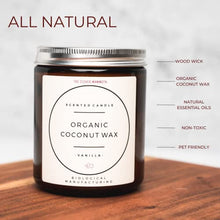 Load image into Gallery viewer, Coconut Wax Scented Candle - Wood Wick - Long Lasting - Smoke Free - Organic - The Clever Mammoth - (Vanilla Large)
