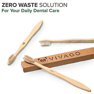VIVAGO Biodegradable Bamboo Toothbrushes 10 Pack - BPA Free Soft Bristles Toothbrushes, Eco-Friendly, Compostable Natural Wooden Toothbrush