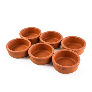 Luksyol Clay Pot For Cooking - Handmade Oven Bowl Tajine Cooking Pot - Microwave - 100% Natural Earthenware Pot - Unglazed Terracotta Pots For Mexican Indian Korean Moroccan Dishes, (6 Pcs)