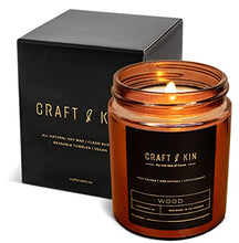 Load image into Gallery viewer, Premium Wood Candle | Cedar Candle | Soy Candle, Candles Gifts for Women | Soy Candles for Home Scented | Aromatherapy Candles | Scented Candles for Men, Ultra Clean Burn Amber Jar Candles
