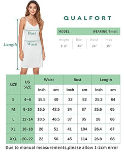 QUALFORT Bamboo Nightgowns for Women Bamboo Slip Nightgown Comfy V Neck Spaghetti Strap Camisole Nightdress White X-Large