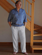 Load image into Gallery viewer, iWoo Men&#39;s Drawstring Linen Wide Leg Pant Linen Pants Loose Fit Hemp Pants Grey XXL
